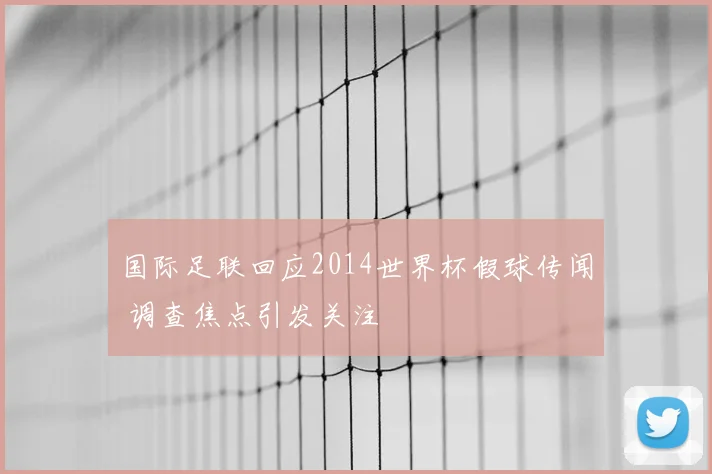 国际足联回应2014世界杯假球传闻 调查焦点引发关注